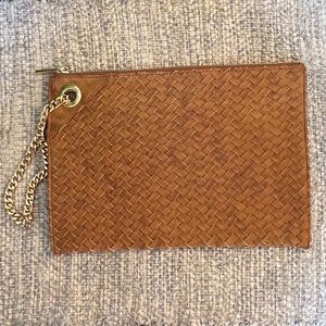 Deux Lux Clutch, Brown Woven Faux Leather
